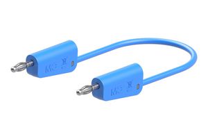 STAUBLI 64.1034-20023 Banana Test Lead, 30 VAC, 4mm Stackable Banana Plug, 4mm Stackable Banana Plug, 6.6 ft, 2 m, Blue