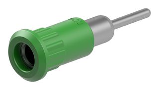 STAUBLI 64.3011-25 Banana Test Connector, 4 mm, Socket, Panel Mount, 25 A, 60 VDC, Nickel Plated Contacts, Green