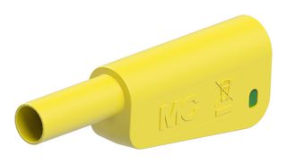 STAUBLI 66.2020-20 Banana Test Connector, 4mm, Plug, Cable Mount, 19 A, 1 kV, Nickel Plated Contacts, Green, Yellow