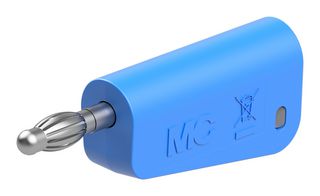 STAUBLI 64.1042-23 Banana Test Connector, 4 mm, Plug, Cable Mount, 32 A, 60 VDC, Nickel Plated Contacts, Blue