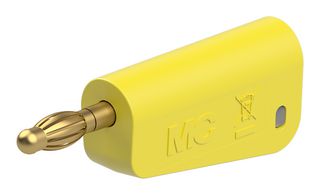 STAUBLI 64.1045-24 Banana Test Connector, 4 mm, Plug, Cable Mount, 32 A, 60 VDC, Gold Plated Contacts, Yellow