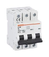 LOVATO P1MB3PC40 Thermal Magnetic Circuit Breaker, C Trip Curve, IP20/10 kA, P1MB Series, 40 A, 3 Pole, 400 V