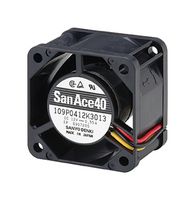 SANYO DENKI 109P0412J3023 DC Axial Fan, 12 V, Square, 40 mm, 28 mm, 16.3 CFM