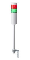 PATLITE LR6-202L4NW-RG Signal Tower, 2 Tier, Green/Red, Off White Body, 4 Pin M12 Connector, 24VDC, Pole Mount , L-Bracket