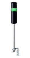 PATLITE LR6-102L5BK-G Signal Tower, 1 Tier, Green, 88dB, Black Body, 5 Pin M12 Connector, 4 Tone, Pole Mount w/ L-Bracket