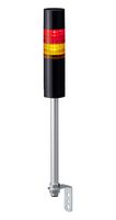 PATLITE LR6-202L5BK-RY Signal Tower, 2 Tier, Amber/Red, 88dB, Black Body, 5 Pin M12 Connector, 4 Tone, 24VDC, Pole Mount