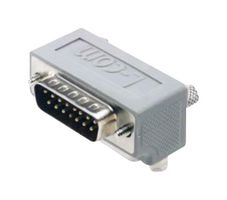 L-COM DG9015MF1 D Sub Connector Adapter, Right Angle, Standard D Sub, Plug, 15 Ways, Standard D Sub, Receptacle