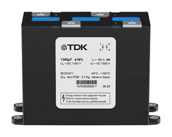 TDK B25645A2367K003 Power Film Capacitor, Bio-Based Polypropylene Film, 350 µF, ± 10%, DC Link, Chassis Mount