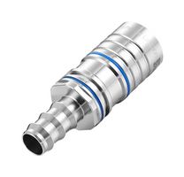AMPHENOL LTW UQDS-02HSH01-L000 Liquid Cooling Connector, Blue Ring, Stainless Steel Body, Socket, 1/4" Hose Barb, Size 02