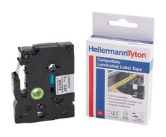 HELLERMANNTYTON 596-99221 HTZ221-PET-BK/WH Label Printer Tape, Self-Adhesive, Laminated, Black on White, 8m x 9mm, Polyester