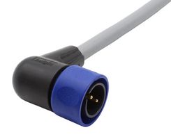 BULGIN LIMITED PXP4002/002/02P Circular Cable Assembly, 90° Circular Plug to Free End, 2 Ways, 6.6 ft, 2 m, Black