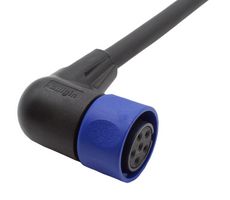 BULGIN LIMITED PXP4002/001/06S Circular Cable Assembly, 90° Circular Receptacle to Free End, 6 Ways, 3.3 ft, 1 m, Black