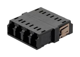 L-COM FOA-571-BLK Fiber Optic Adapter, Black, w/ Reduced Flange, Multimode, LC x 4, LC x 4, Straight Adapter