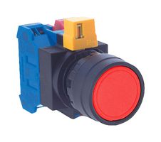 IDEC HW1B-M1F01-R Industrial Pushbutton Switch, HW Series, 22.3 mm, SPST-NC, Momentary, Round, Red