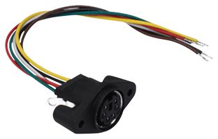 SAME SKY MD-60PL100 DIN Audio / Video Connector, Mini, 6 Contacts, Receptacle, Panel Mount, Wire Lead