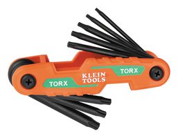 KLEIN TOOLS 70540T Hex Key Set, Compact Folding, 8 Sizes of 51mm to 64mm, T9/T10/T15/T20/T25/T27/T30/T40 Torx Tip Size