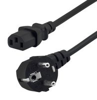 STEWART CONNECTOR PC-E7008FC13 Mains Power Cord, 90° CEE 7/7 Plug to IEC 60320 C13, 2.4 m, 10 A, 250 V, Black