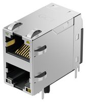GCT MGBB05-2KC2B001H Modular Connector, Grn & Yel LED, RJ45 Jack, 2 x 1 (Stacked), 8P8C, Through Hole Mount