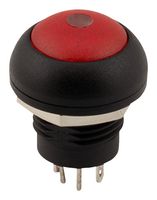 SAME SKY PB4L-M-RR-D-67 Industrial Pushbutton Switch, PB4L Series, 12 mm, SPST-NO-DM, Off-(On), Round Domed, Red