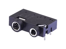 SAME SKY SJD1-3201-54 Phone Audio Connector, 2 Port, 3.5/2.5 mm, Stereo, 3 Contacts, Jack, 3.5 mm, Through Hole Mount