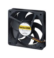 SANYO DENKI 9WPA1224P4J001 DC Axial Fan, 24 V, Square, 120 mm, 25 mm, Precision Ball Bearing, 148 CFM