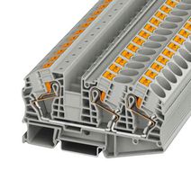 PHOENIX CONTACT 3208760 DIN Rail Mount Terminal Block, Grey, 3 Ways, 20 AWG, 4 AWG, 25 mm², Push In, 76 A
