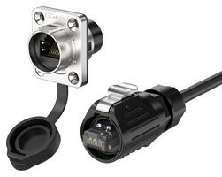 MULTICOMP PRO MP-LP16-RJ45F-PL Modular Connector, RJ45 Jack, 1 x 1 (Port), 8P8C, IP68, Flange Mount