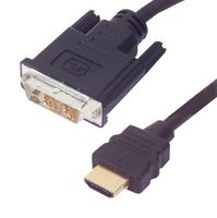 L-COM HD-DVI-MM-2 Audio / Video Cable Assembly, HDMI Plug, DVI-D Single Link Plug, 6.6 ft, 2 m, Black