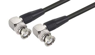 L-COM CC58C-1HR2 RF / Coaxial Cable Assembly, 1 ft, 304.8 mm, RG58C/U, BNC Right Angle Plug, BNC Right Angle Plug
