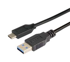 L-COM CAU31CA-05M USB Cable, Type A Plug to Type C Plug, 500 mm, 19.7 ", USB 3.0, Black