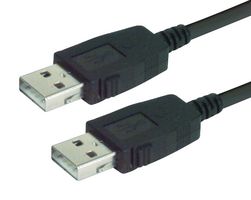 L-COM CAUALAL-2M USB Cable, Type A Plug to Type A Plug, 2 m, 6.5 ft, USB 2.0, Black