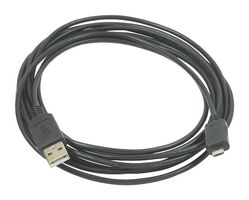 L-COM CSMUAMICB-3M USB Cable, Type A Plug to Micro Type B Plug, 3 m, 10 ft, USB 2.0, Black