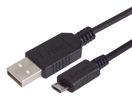 L-COM CSMUAZMICB-1M USB Cable, Type A Plug to Micro Type B Plug, 1 m, 3.3 ft, USB 1.1, 2.0, Black
