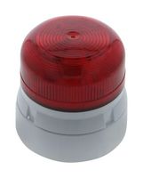 KLAXON QBS-0300 Beacon, Flashing/Steady, Red, 30 mA, 10 to 30 VDC, IP65, -20 to 60 °C, 81 mm H, 85 mm Lens