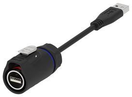 TE CONNECTIVITY 2528300-2 USB Cable, Type A Plug to Type A Plug, 500 mm, 1.64 ft, USB 2.0, Black
