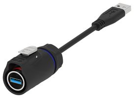 TE CONNECTIVITY 2528301-2 USB Cable, Type A Plug to Type A Plug, 500 mm, 1.64 ft, USB 3.0, Black
