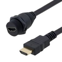 L-COM VHA00003-05M Audio / Video Cable Assembly, HDMI Receptacle, HDMI Plug, 19.7 ", 500 mm, Black, VHA00003 Series