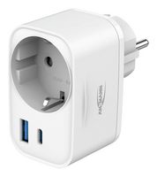 ANSMANN 1001-0184 Mains Adapter, 20W, Euro Socket, USB Type A & USB Type C Socket, Euro Plug, 3 A, White, 240 V