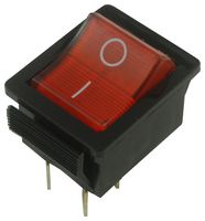 ARCOLECTRIC / BULGIN LIMITED C1353VQNAM Rocker Switch, Off-On, DPST, Illuminated, Panel Mount, Red, 1350 Series