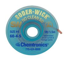 CHEMTRONICS 6045 Desoldering Braid, Soder-Wick®, No-Clean, #4 Blue, Static Dissipative Bobbin, 2.8mm x 5ft