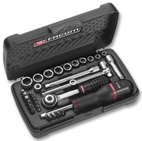 FACOM R.430ADP Socket Set, 1/4" Drive, Metric Measurements, Ratchet Handle, 32 Pieces