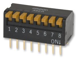 OMRON ELECTRONIC COMPONENTS A6ER-8104 DIP / SIP Switch, 8 Circuits, Piano Key, Through Hole, SPST, 24 V, 25 mA