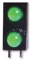 MARL 122-314-04 Circuit Board Indicator, Green, 2 LEDs, Through Hole, T-1 (3mm), 20 mA, 28 mcd