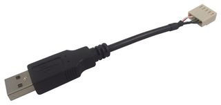 BULGIN LIMITED 14193 USB Cable, Type A Plug to Board-In Crimp Terminal, 100 mm, 4 ", USB 2.0, Black
