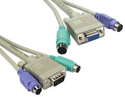 PRO SIGNAL EX-664 Extension Cable, H/D Socket, VGA, PS/2 Socket x2 to H/D Plug + PS/2 Plug x2, 16.4ft, 5m, Grey