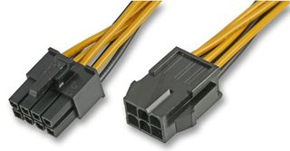 AKASA AK-CB051 Computer Cable, PCI-Ex 6-pin Plug, ATX Power Socket, 5.91 ", 150 mm, Black, Yellow