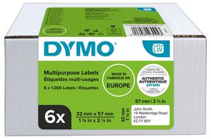 DYMO 2093094 Label, Thermal Transfer Printable, 57 mm, 32 mm, Paper, White