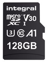 INTEGRAL INMSDX128G-100/90V30 Flash Memory Card, MicroSDXC Card, 128 GB, Class 10, UHS-I U3, V30, A1