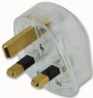 PRO ELEC PE01010 UK MAINS PLUG, 13A, 240VAC, PC, CLEAR