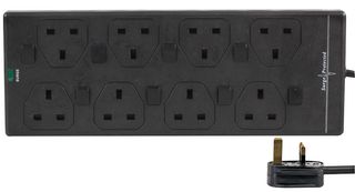 PRO ELEC 2818NS(1N) 3M BLK Surge Protector, 8 Outlets, UK, 13 A, 250 V, UK Type G, 3 m